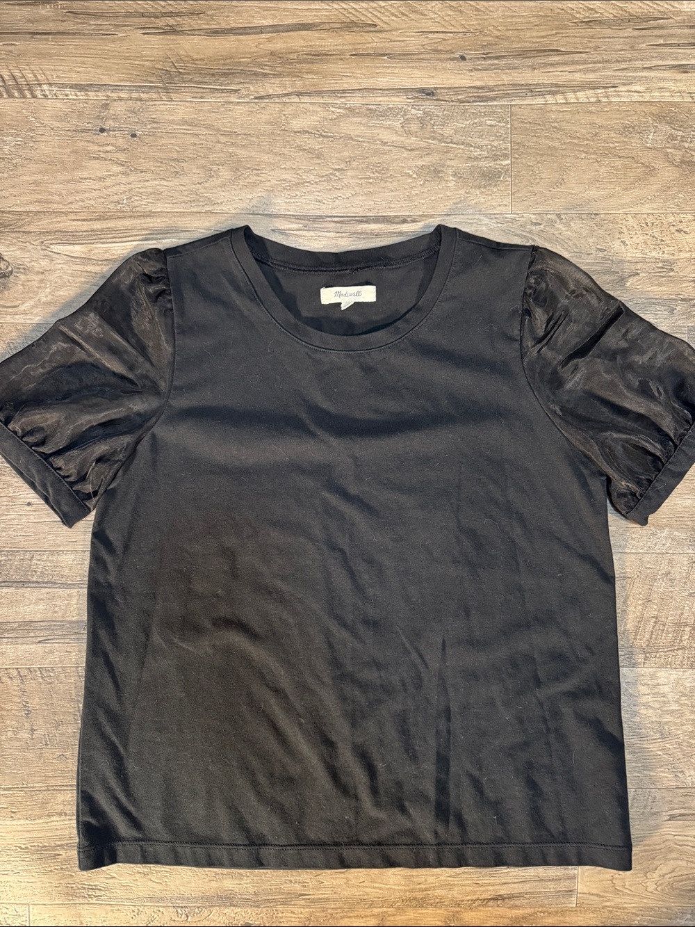 Madewell - Black Sheer Sleeve Tee - Size S